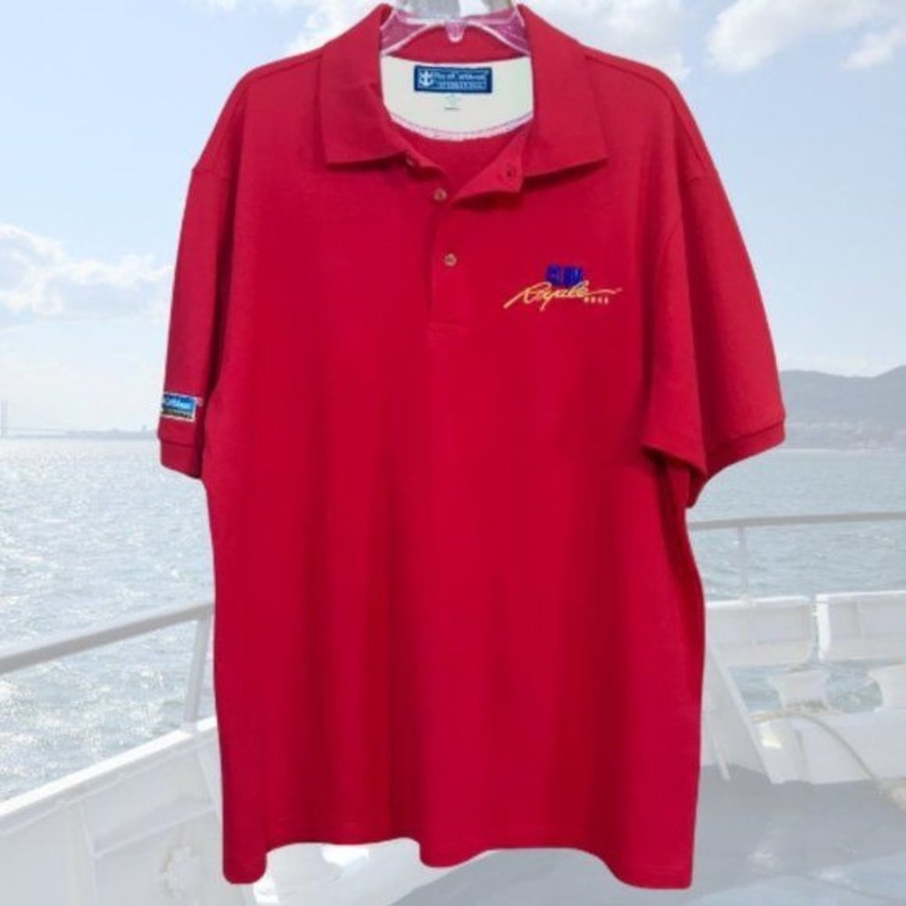 Royal Caribbean Men’s Polo Short Sleeve Red RC Logo EUC Size XL